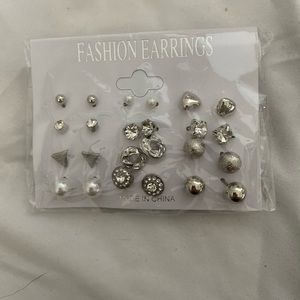 Assortment of silver earrings